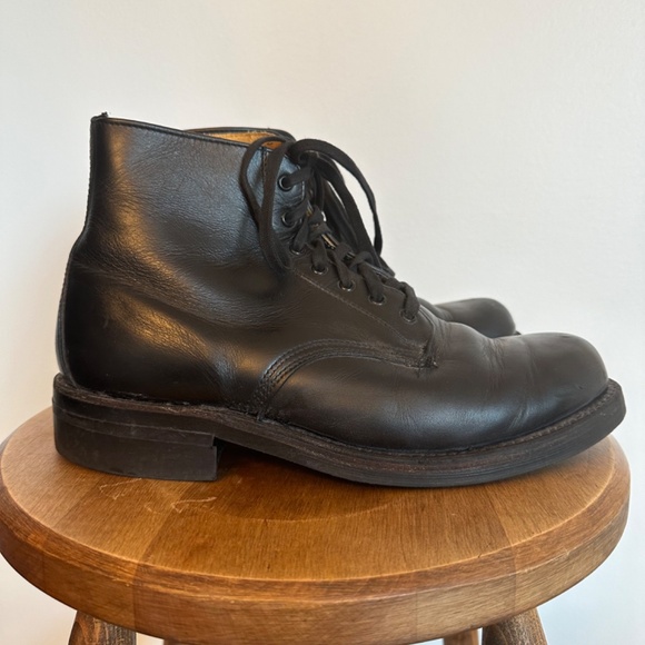 Vintage Biltrite Combat Boots Black Leather Mens Size 8.5 Steel Toe Made In 1993 - Picture 2 of 9